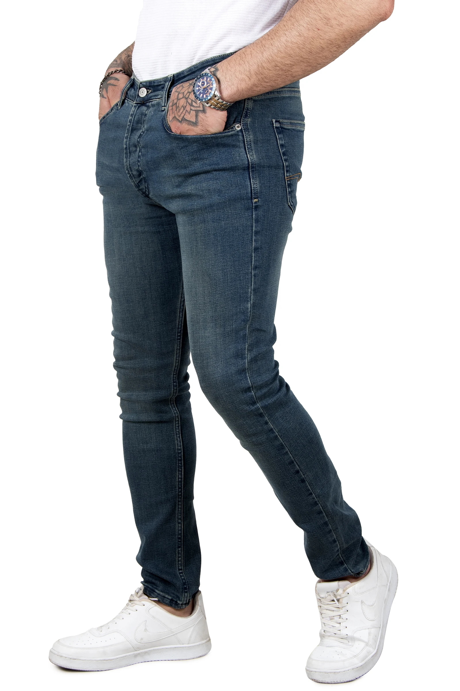 

Мужские узкие джинсы с лайкрой, карманом сзади