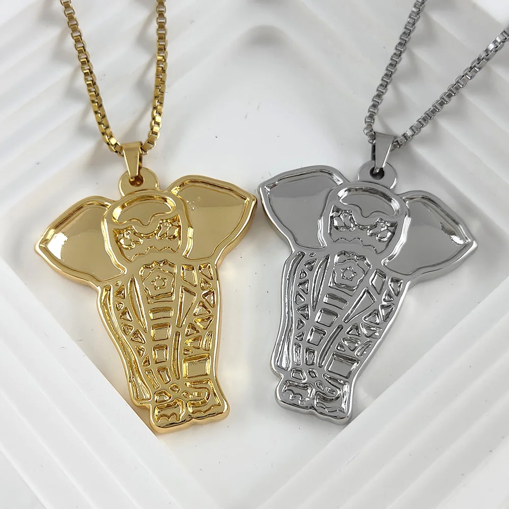 

Animal Elephant Flower Gold Color Pendant Necklaces Clavicle Chains necklace Fashion Chain Necklace Women Vintage Jewelry