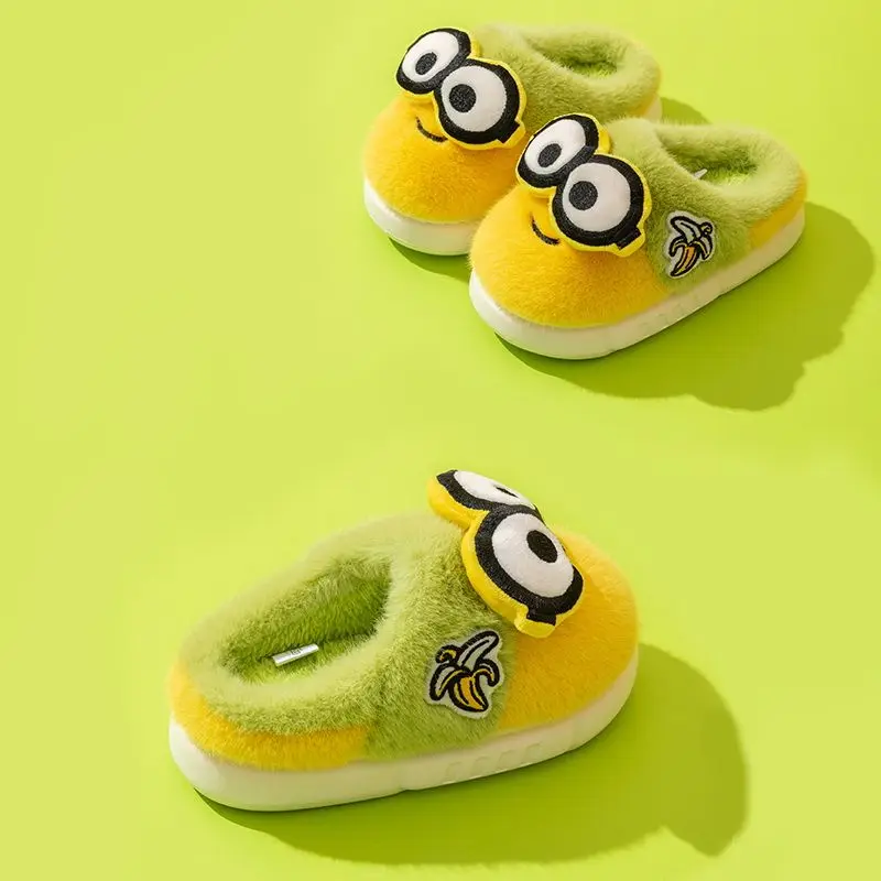 Симпатичные детские Нескользящие теплые тапочки на толстой подошве в стиле