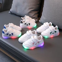 size 21 30 autumn children glowing sneakers boys led light baby casual shoes dog pattern luminous sneakers for girls mesh tennis
