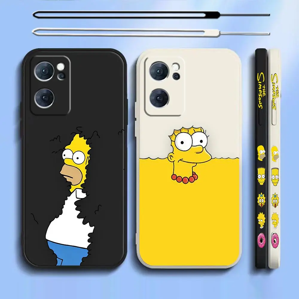 

Hommer Marge S-Simpson Cartoon Phone Case For OPPO Reno 8 7 7Z 6 6Z 5 5F 5Z Pro Plus Lite 4G 5G Liquid Silicone Rope Funda Cqoue