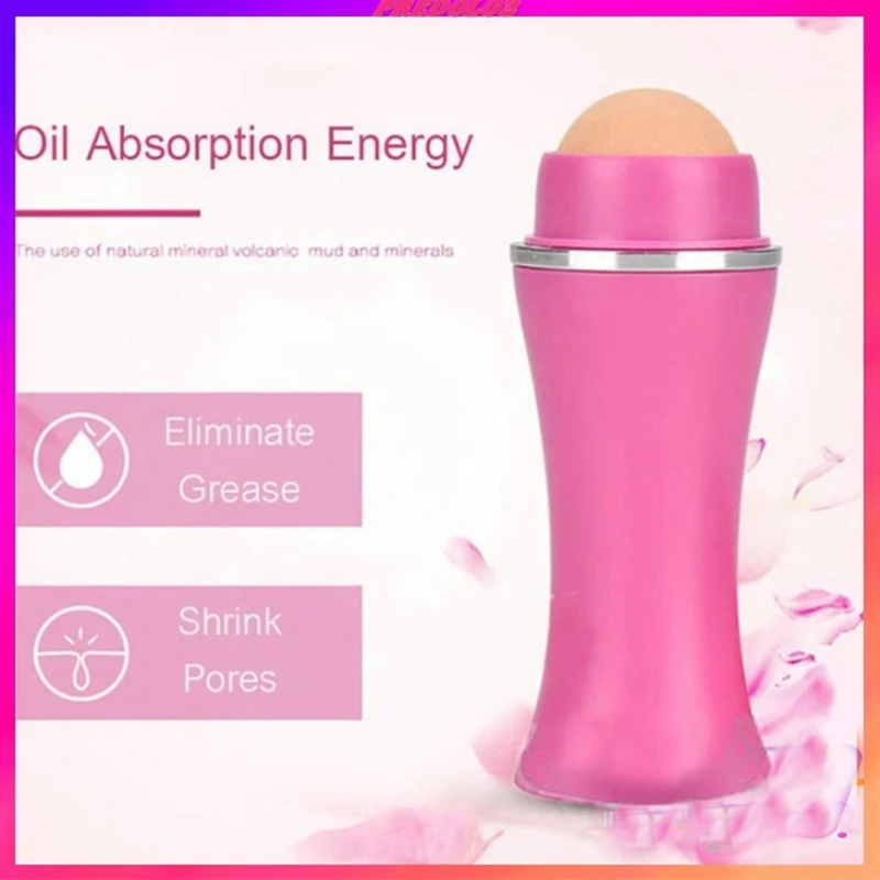 

Face Oil Absorbing Roller Volcanic Stone Blemish Remover Face Oil Removing Rolling Stick Ball Pink