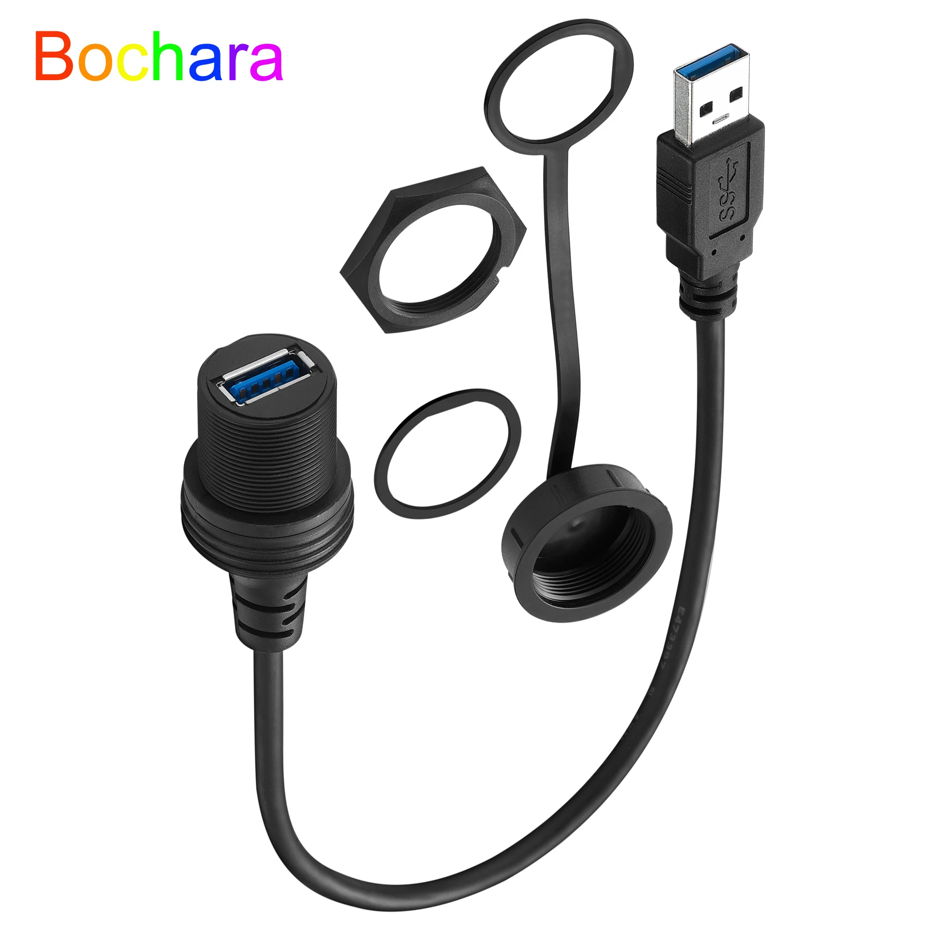 Фото Приборная панель Bochara USB 3,0, USB 2,0, кабель «штырь-гнездо», панель скрытого монтажа, водонепроницаемый с крышкой, экранированный для автомобиля, мотоцикла, лодки №1