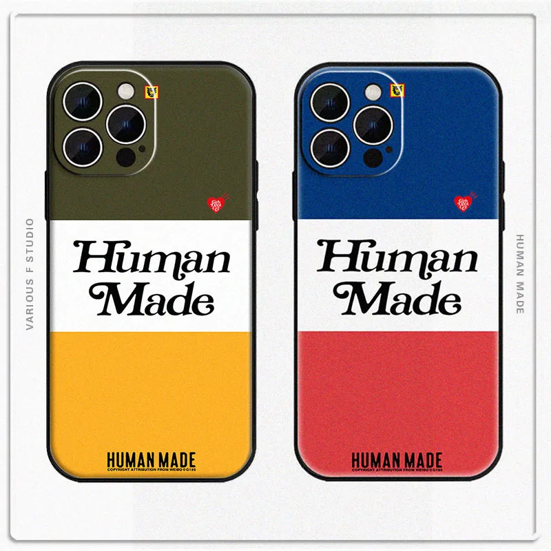 

Lens Protection Luxury Brand Cartoon NIGO HUMAN MADE Straight edge Silicone Phone Case For iPhone11 12 13 14Pro XR Xsmax Cover