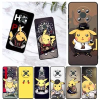 fashion cute pikachu pokemon for huawei mate 40 30 20 x 5g rs lite p smart pro plus 2019 2020 2021 z s black tpu phone case capa