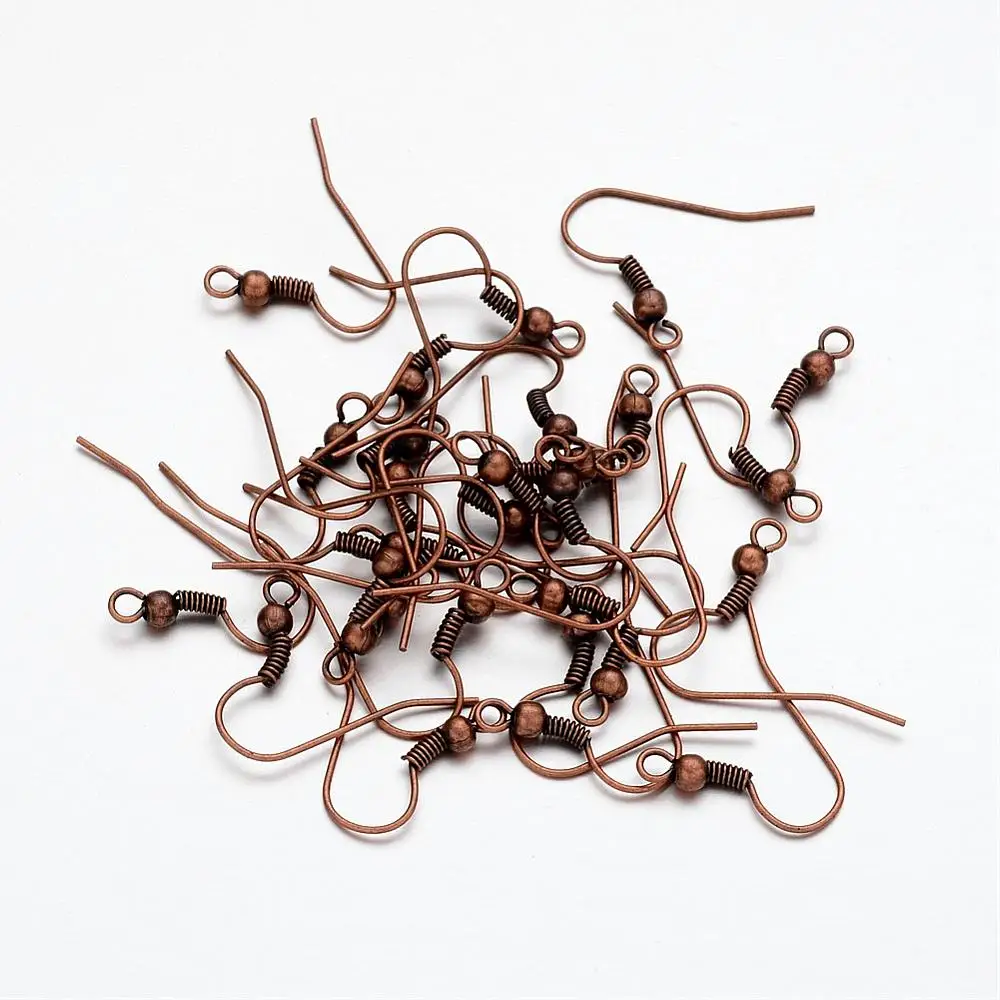 

50PCS Earring Jewelry Findings Red Copper Iron Earring Hooks Nickel Free Size: about 18mm long 0.8mm thick hole: 3mm