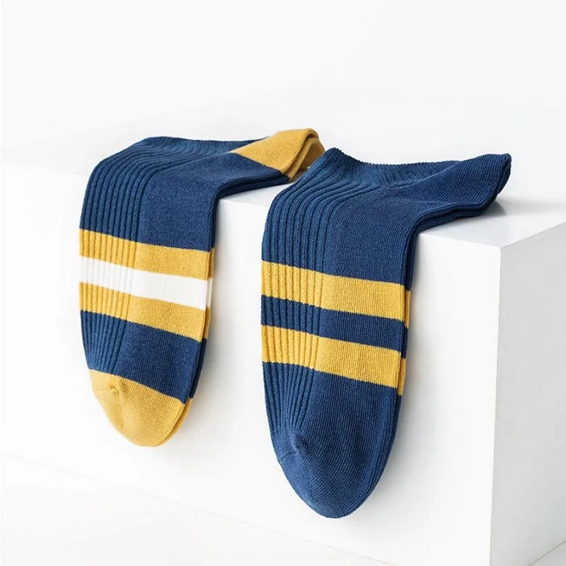 5 Pairs Men Socks Combed Cotton Casual Short Breathable Ankle Socks Absorb Sweat Sports Travel Street Striped Summer Thin Socks