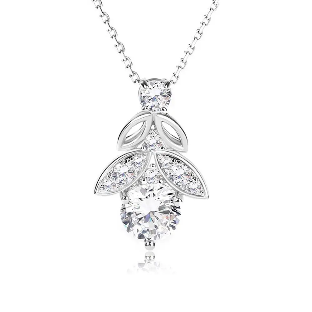 

Real D Color VVS1 2ct Moissanite Necklace Pendant 100% 925 Sterling Silver Elegant Leaf Wedding Party Women's Jewelery