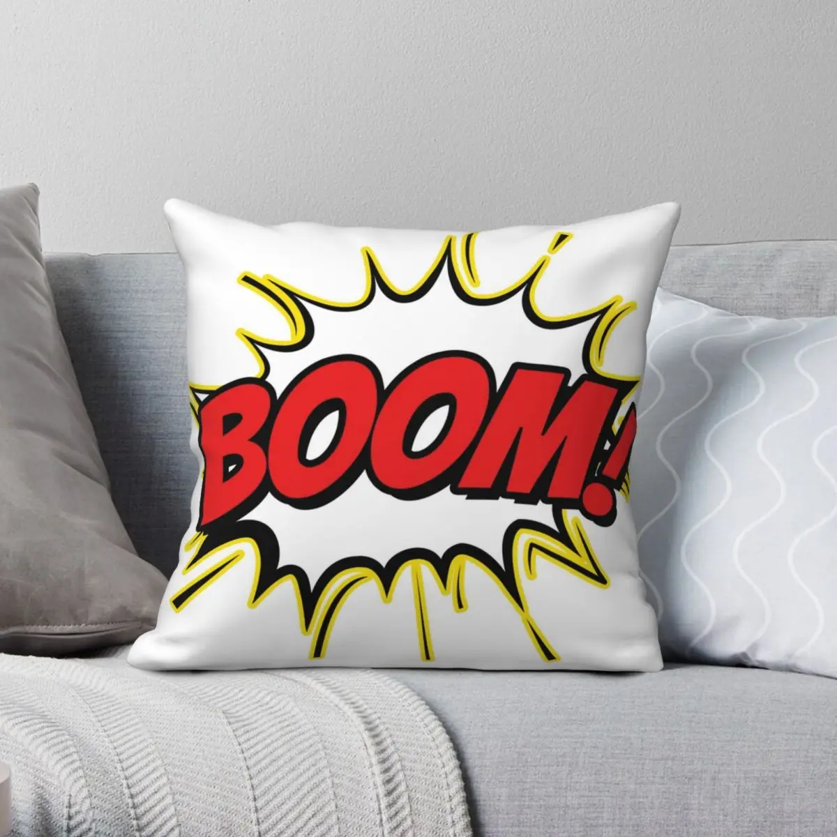 

Boom Comic Square Pillowcase Polyester Linen Velvet Creative Zip Decor Throw Pillow Case Sofa Cushion Cover