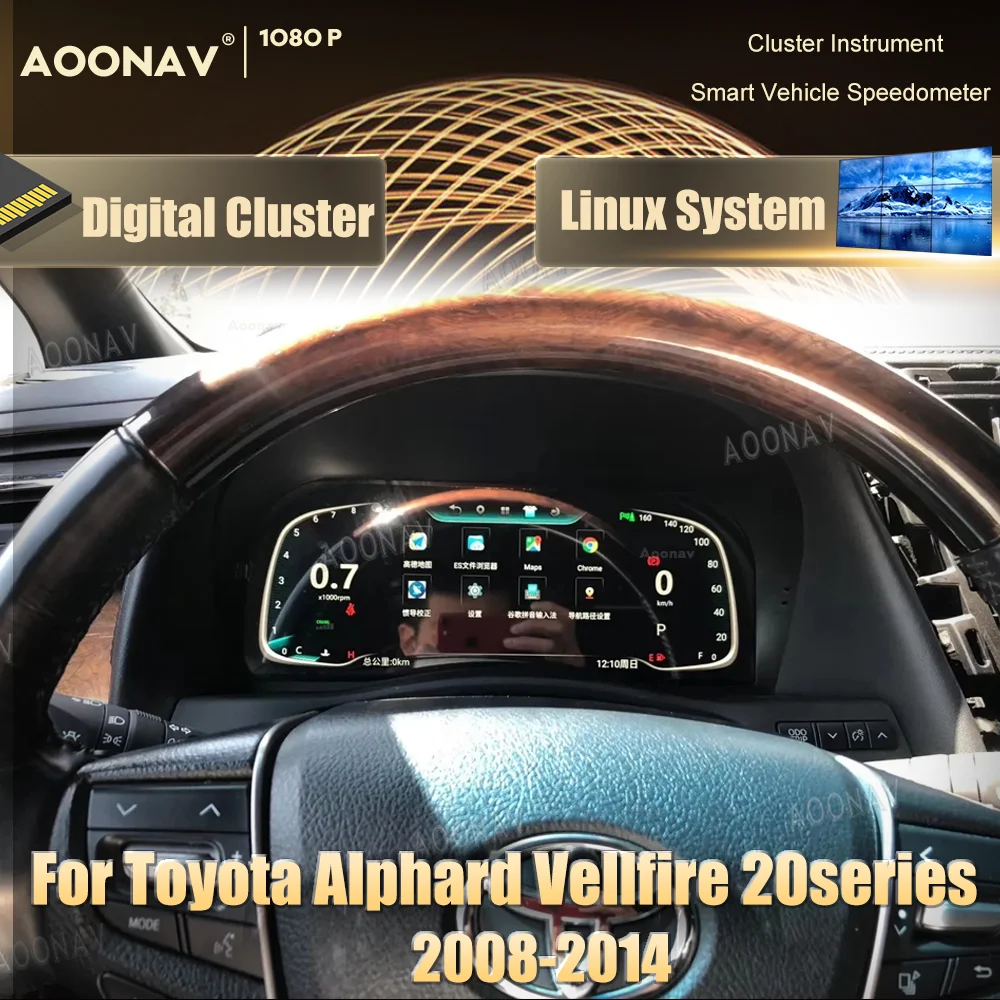 

2023 цифровой кластер инструмент для Toyota Alphard Vellfire 20 серии 2008-2014 ЖК-экран для приборной панели спидометр виртуальный