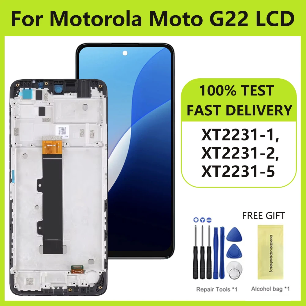 6 5 &quotдля Motorola Moto G22 ЖК-дисплей сенсорный экран с рамкой в сборе замена для XT2231-2