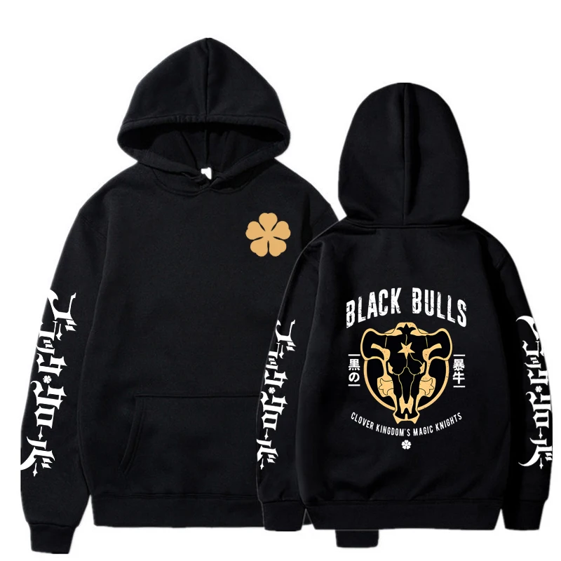 

Black Clover Sweatshirts Bulls Graphic Print Anime Hoodie Men Women Harajuku Pullover Autumn & Winter Fashion Hip Hop Streetwear