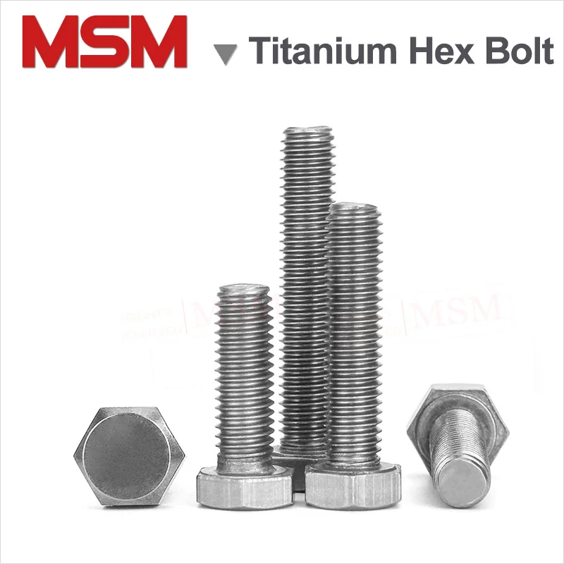 

10Pcs TA2 Titanium Hexagon Head Screws DIN933 /Bolt/Titanium Hex Nut/Plain Washer Light Weight Corrosion Resistant M3 M4 M5