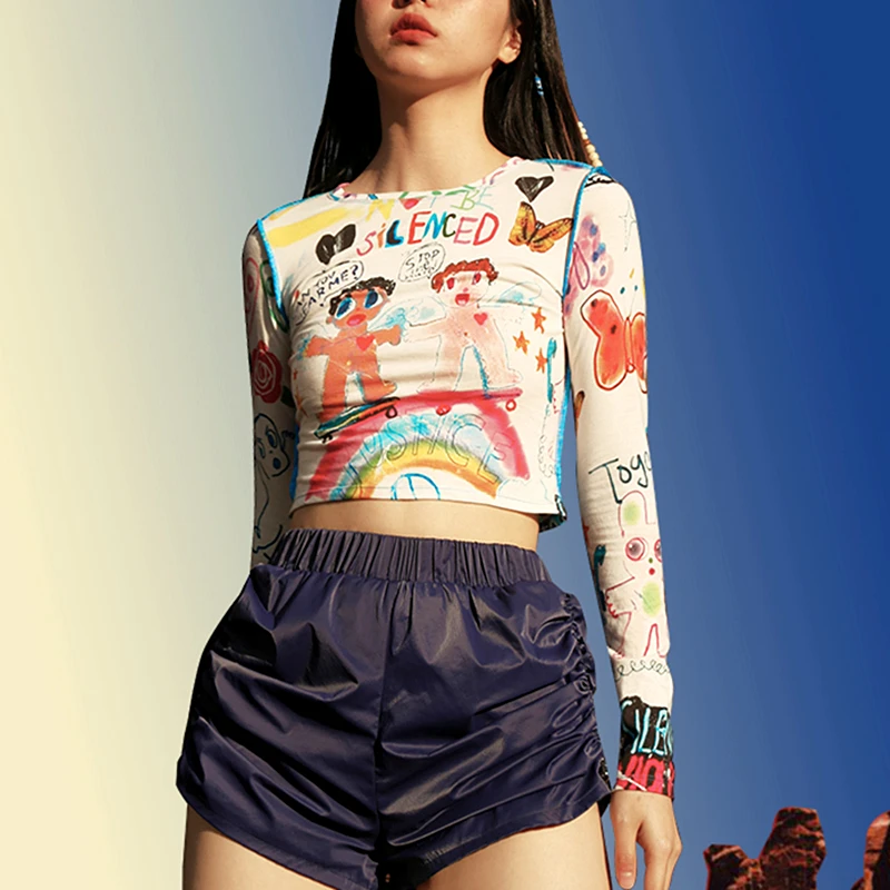 

Топ женский в стиле хип-хоп, с длинным рукавом, в японском стиле