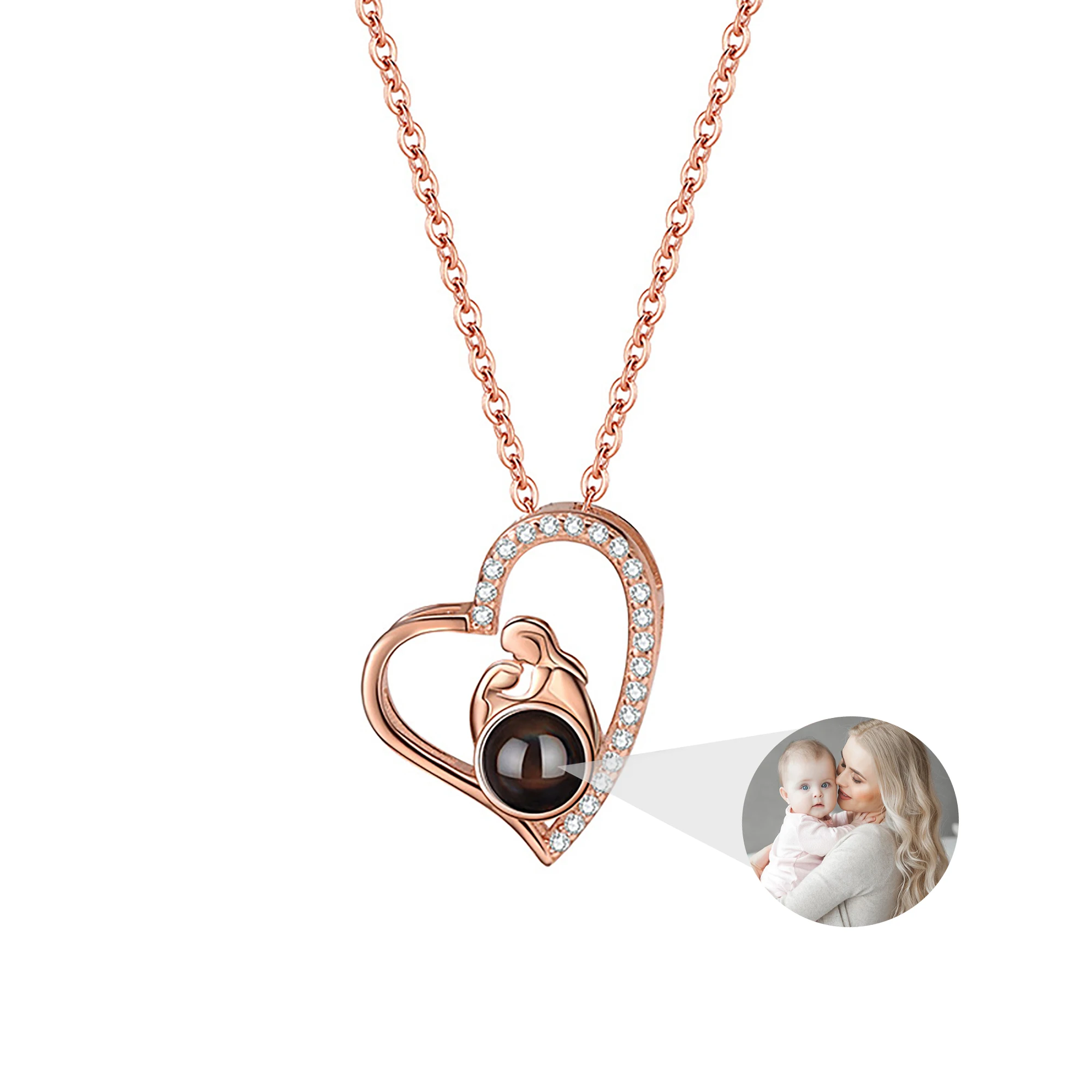 

Valentine's Mothers Day Custom Photo Projection Necklace Heart Shaped Projection Picture Necklace Anniversary Gifts jewelry