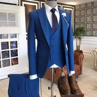 luxury 3 piece mens wedding suit fashion mens slim solid color business office suit mens blazer pants vest