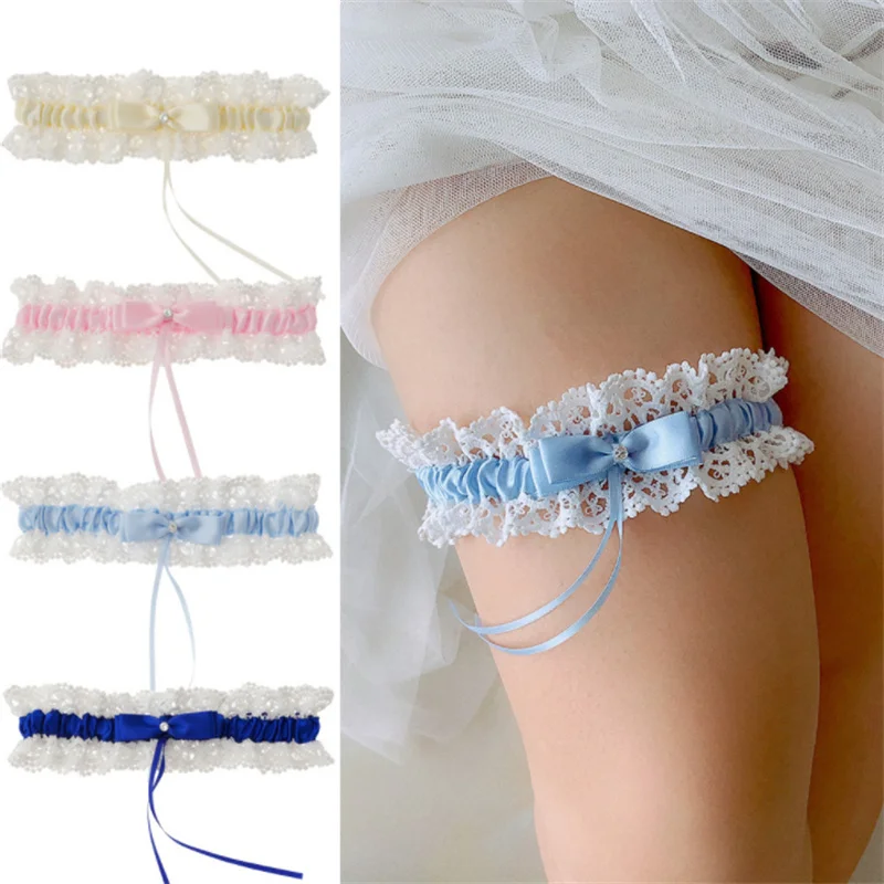 

Women Bow Leg Ring Sexy Lingerie Lace Garter Belt Bowknot Leg Loop Wedding Garters Bridal Cosplay Fashion Stocking Thigh Rings