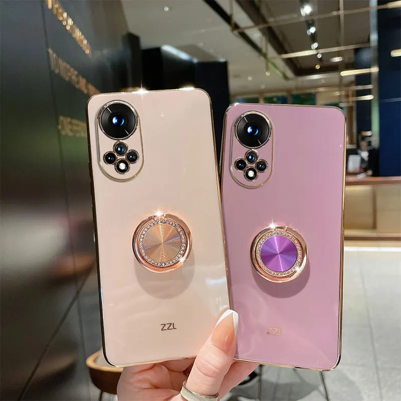 

Luxury Holder Phone Case For Huawei Nova9 Cover Silicone Soft Plating Funda for Nova9 Coque Huawei Nova 9 Pro Honor50 Cases