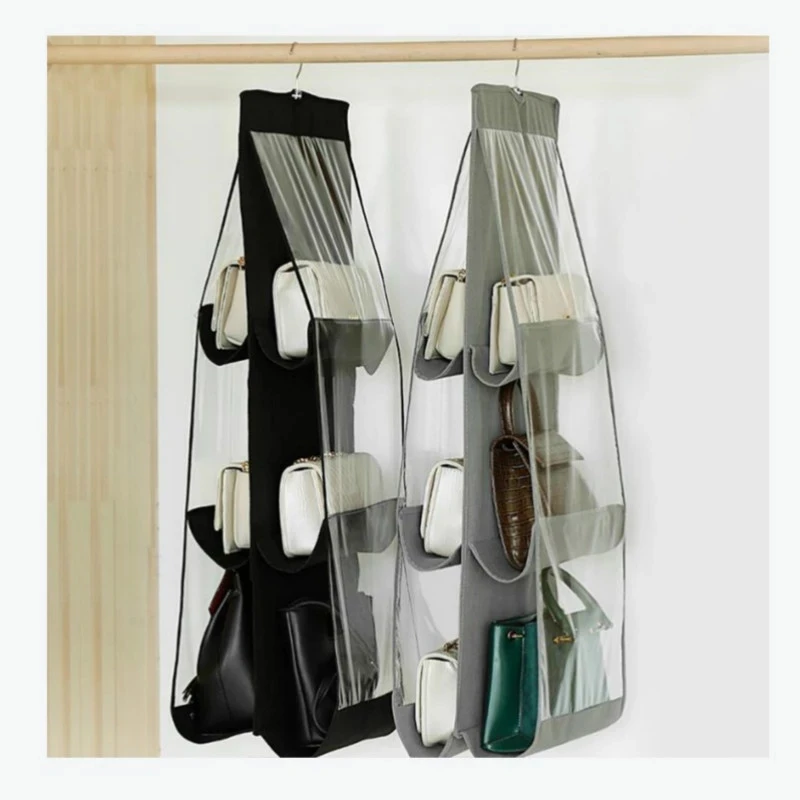 

Multifunction Transparent Storage Bag Hanging Handbag Organizer For Wardrobe Closet Door Wall Clear Sundry Bag With Hanger Pouch