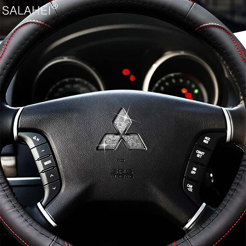 

Car Stickers Diamond Decorate Steering Wheel For Mitsubishi Ralliart Lancer 9 10 Asx Outlander 3 Pajero Sport L200 Badge Galant