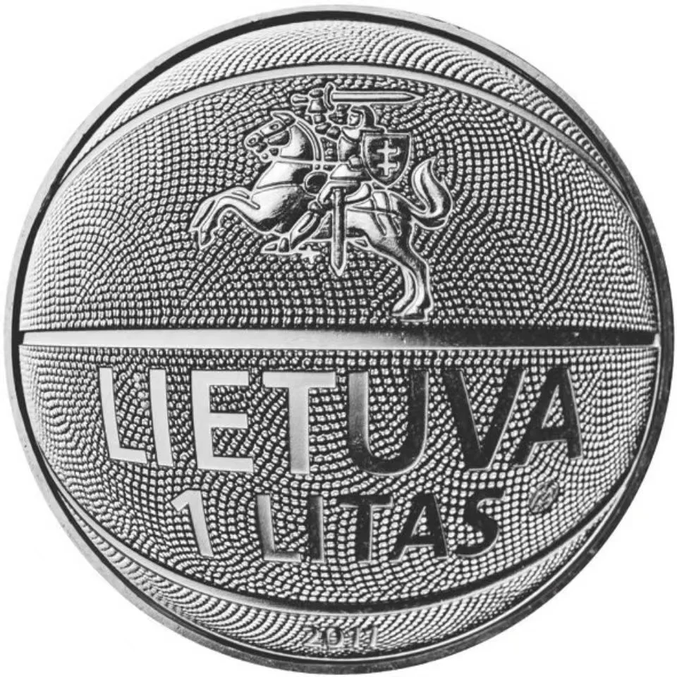 

Lithuania Original Coin 2011 Euro Basketball Soldier Horse LIETUVA 1Litas Sports Commemorative Coins Banknote Cash forCollection