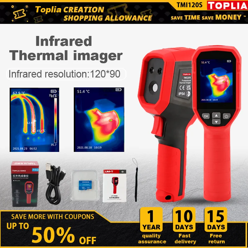 Toplia-cámara térmica infrarroja TMi120S, circuito PCB, prueba Industrial, tubo de calefacción de suelo, original