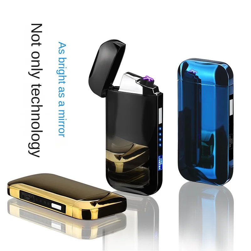 

New double arc windproof cigarette lighter power display USB charging lighter