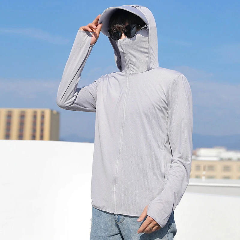 

Protection Dry Sportswear Sunscreen Men Tops Hooded Sun 50+ Summer Ultra-light Skin Coats Outwear Fishing T-shirts Quick