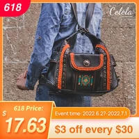celela original design shoulder bag crossbody bags for women pu leather stud embroidered hobo bag vintage handbag purse 2022 new