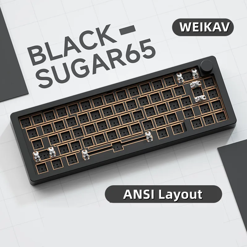 

WEIKAV Sugar65 Mechanical Keyboard CNC Aluminum Case ANSI Layout Hot-swap RGB Backlight Customized Gaming Keyboard 68-Key