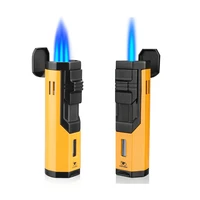 cigar lighter jet flame butane gas torch lighter with punch metal windproof cigarette lighter cigar gadget for gift