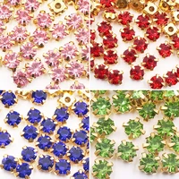 top clothing decoration beads ss12 ss40 gold base four claw clear crystals strass stones sewing rhinestones for needlework gems