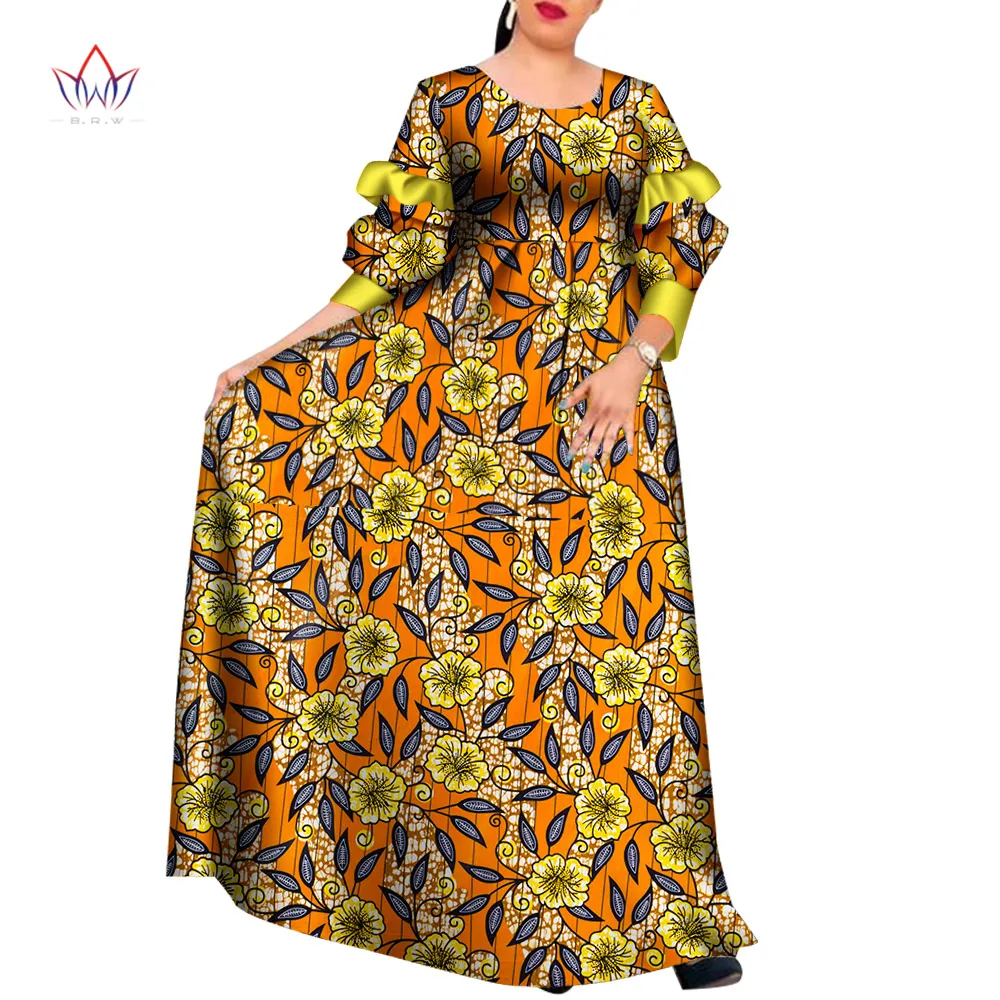 Long African Dresses For Women Party Female 2023 Boho Cotton Flare Sleeve Dress Ruffles Large Sizes Ladies Clothing 8xl WY8222