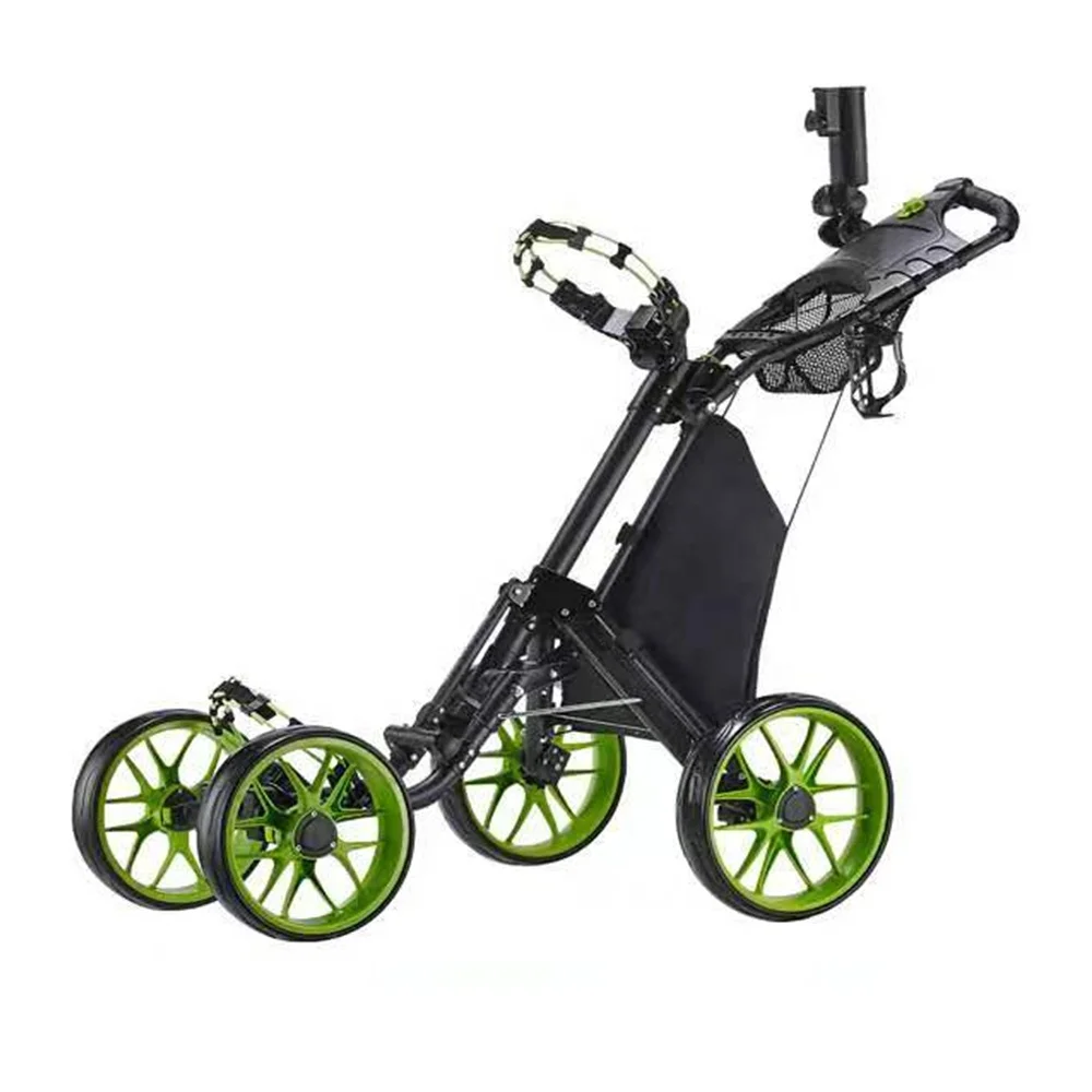 

GP New Type 4 Wheel Golf Push Cart Golf Trolley with Foot Brake and Umbrella Holder