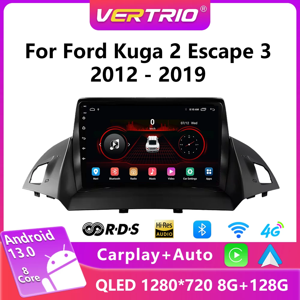 Для Ford Kuga 2 Escape 3 2012-2019 Android 13 Автомобильный радиоприемник Мультимедийный плеер