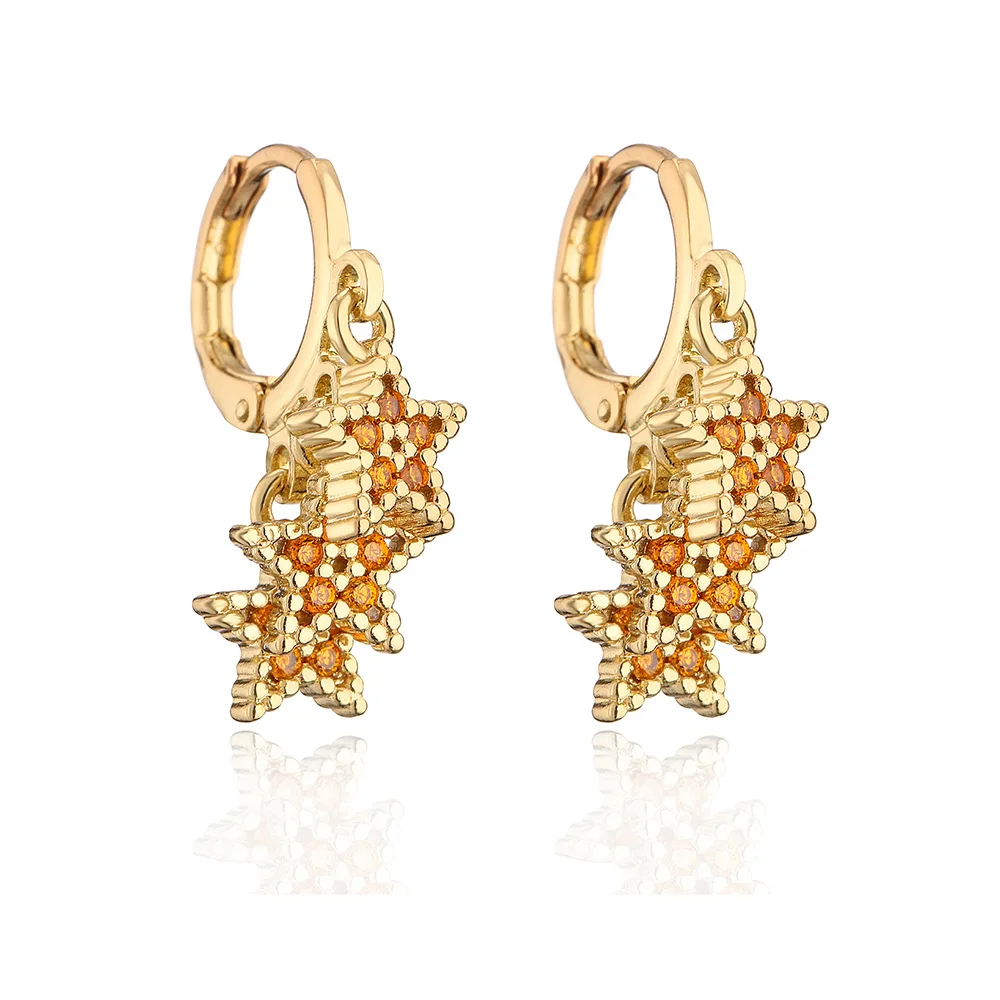 

Niche advanced earrings copper zircon star earrings for women