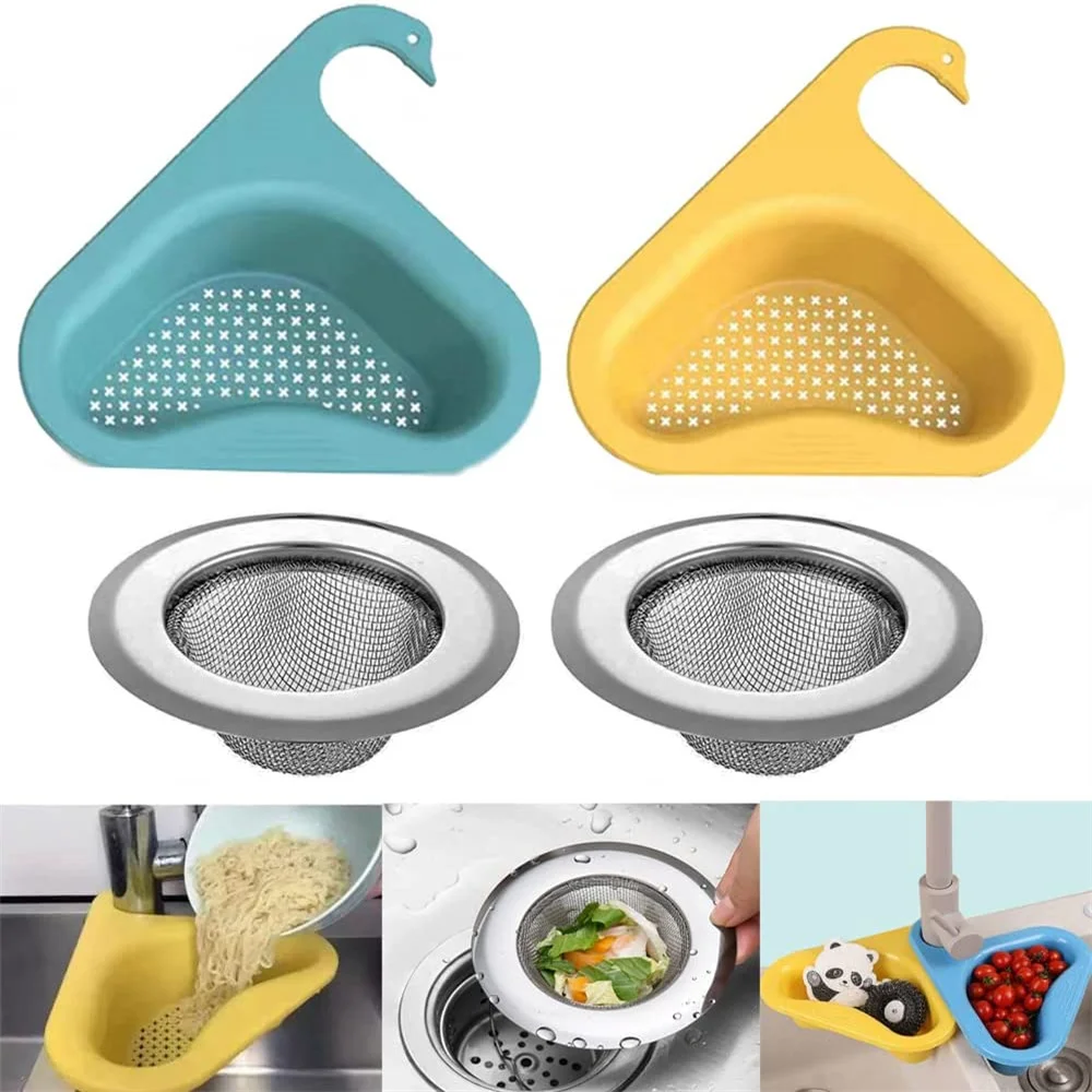 

Pack of 4 Sink Strainer Basket Multi-Functional Kitchen Sink Food/Waste Filter Creative Swan Shaped Faucet Tube Mounted 2020ing