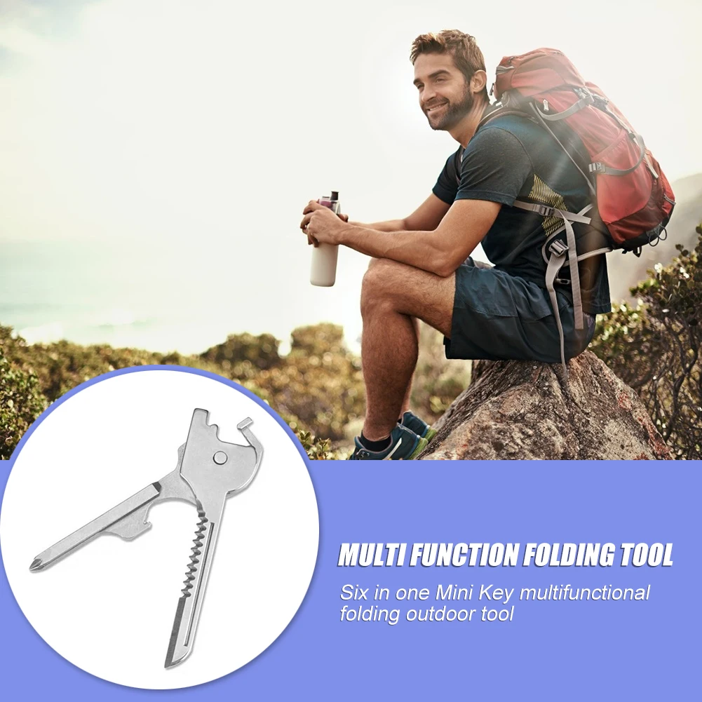 

6 in 1 Multi-Functional Mini Key Tool Outdoor Survive Folding Pocket Opener Gadget Multi Tool Fold Open Blade Kit