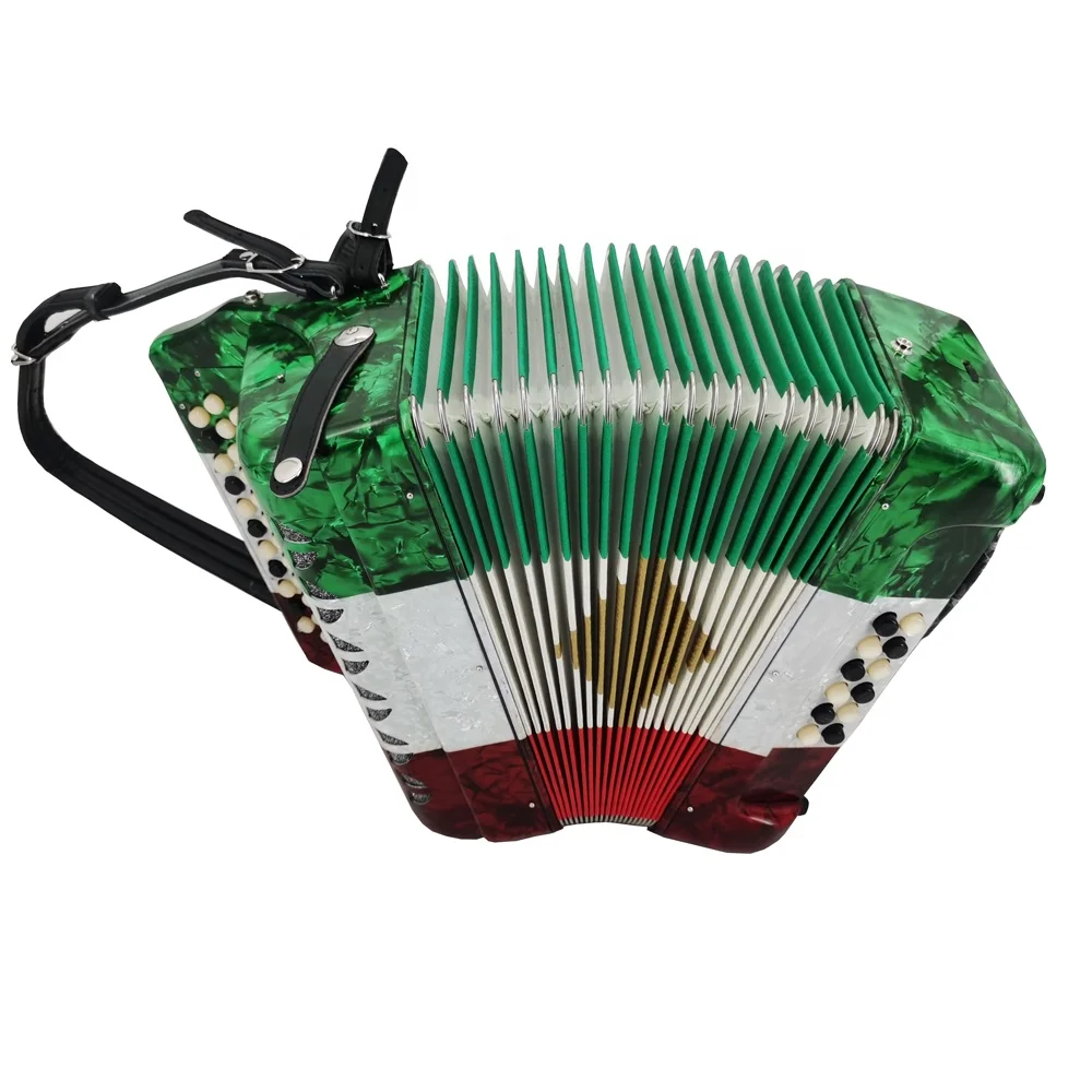 

34 Button 12 Bass 3 Switches Button Accordion GCF Red, White and Green