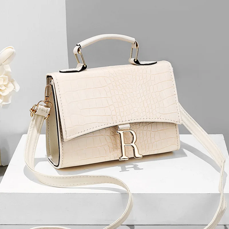 Fashion Korean Version Of Crocodile Pattern Solid Color PU Leather Shoulder Bag Messenger Bag Retro Women's Bag