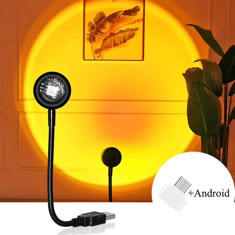 

Mini USB Sunset Lamp 7 Colors Night Light 360 Degree Rotation Atmosphere Light for Car Bedroom Phone Party Selfie Photo Decor