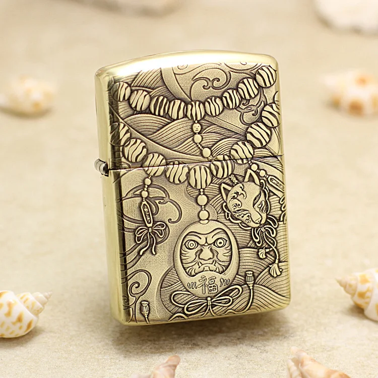 

Genuine Zippo 3D Carved Dharma eggs oil lighter copper windproof cigarette Kerosene lighters Gift with anti-counterfeiting code