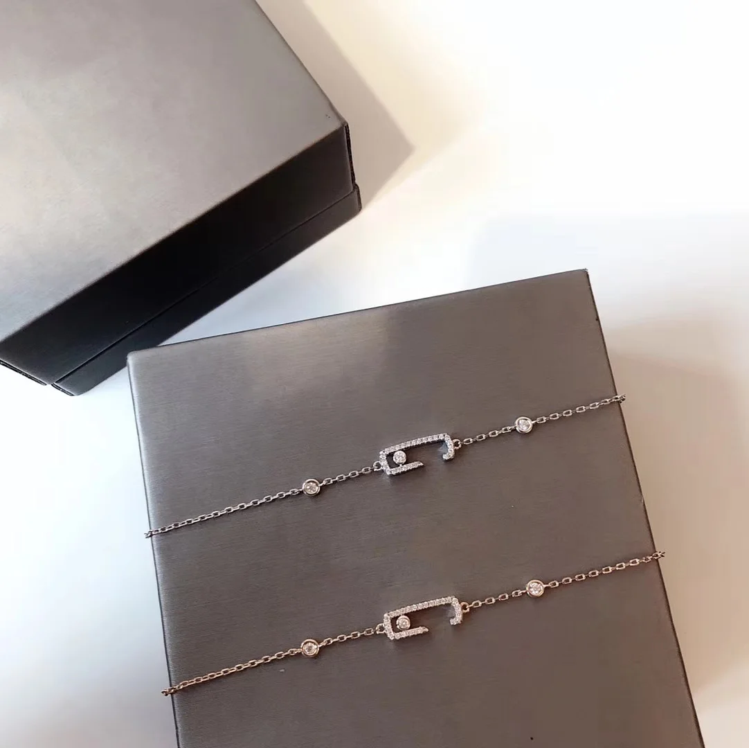 

S925 Sterling Silver Fashion Bracelet Single Diamond Sliding Personality Retro Classic Series Jewelry