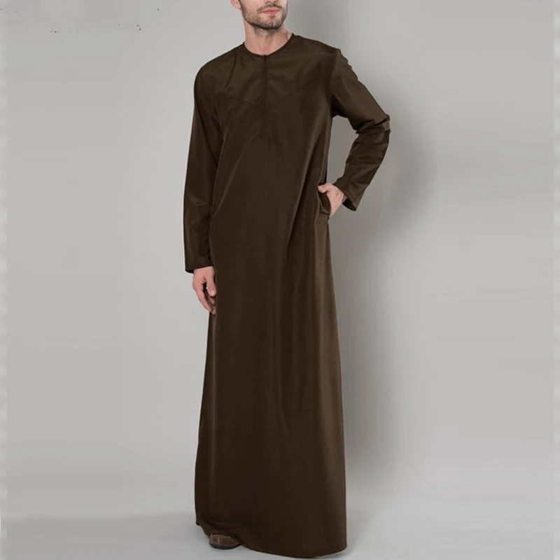 Muslim Robes Men Islamic Clothes Arabic Kaftan Long Sleeve Loose Abaya Saudi Arabia Dubai Jubba Thobe Musulman Homme Ramadan Gif