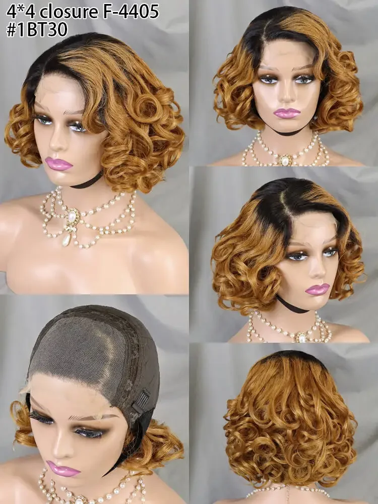 250% плотность свободная волна бесклеевой парик Боб 4*4 парики с кружевной