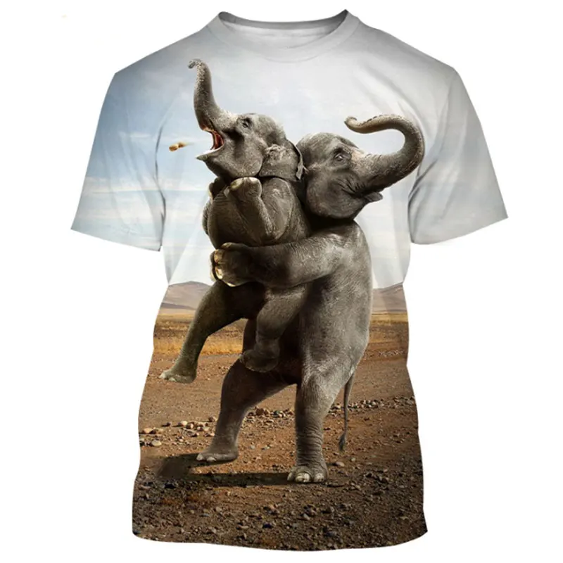 

Summer Men's Top Animal Elephant Hip Hop Cute Funny Shirt New Fashion HD 3D Printed Comfortable Crew Collar Quick Dry Clothes6XL