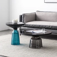 glass coffee table wrought study desktop fashion small apartment round living room nordic living room furniture coffee table