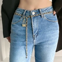 luxury brand designer metal chain belt for women bag pendant waist chain female dress jeans decorative waistband accessories