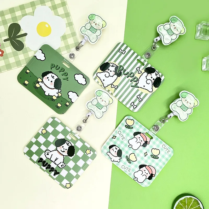 

Kawaii Cartoon Card Holder Business Credit ID Card Holder Badge Reel Bank Credit Card Cover Korean Stationery Office Supplies