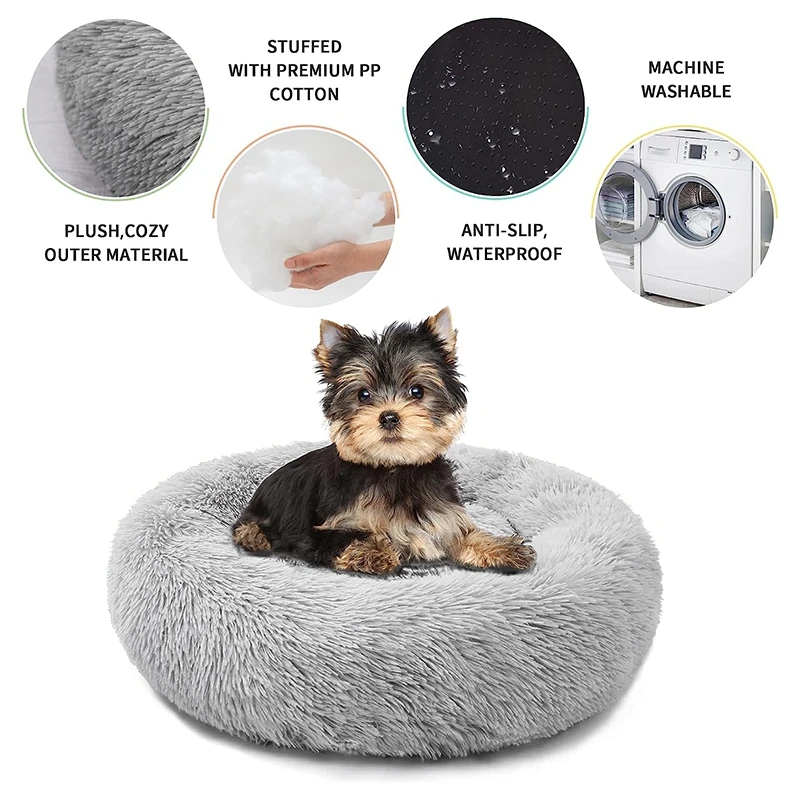 

Soft Pet Bed for Small Dog Cat Plush Nest Cushion Donut Pet Mat Indoor Anti Slip Basket Sofa Dog Sleeping Kennel Pet Supplies